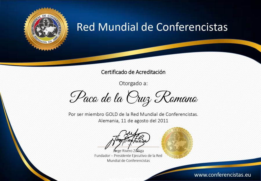 Certificado de Acreditación de Paco de la Cruz